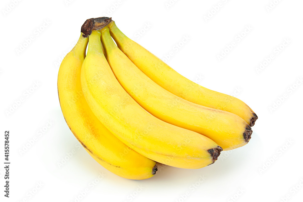 Banana fruit closeup on white