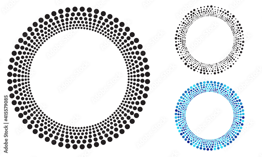 set of halftone dots in circle form