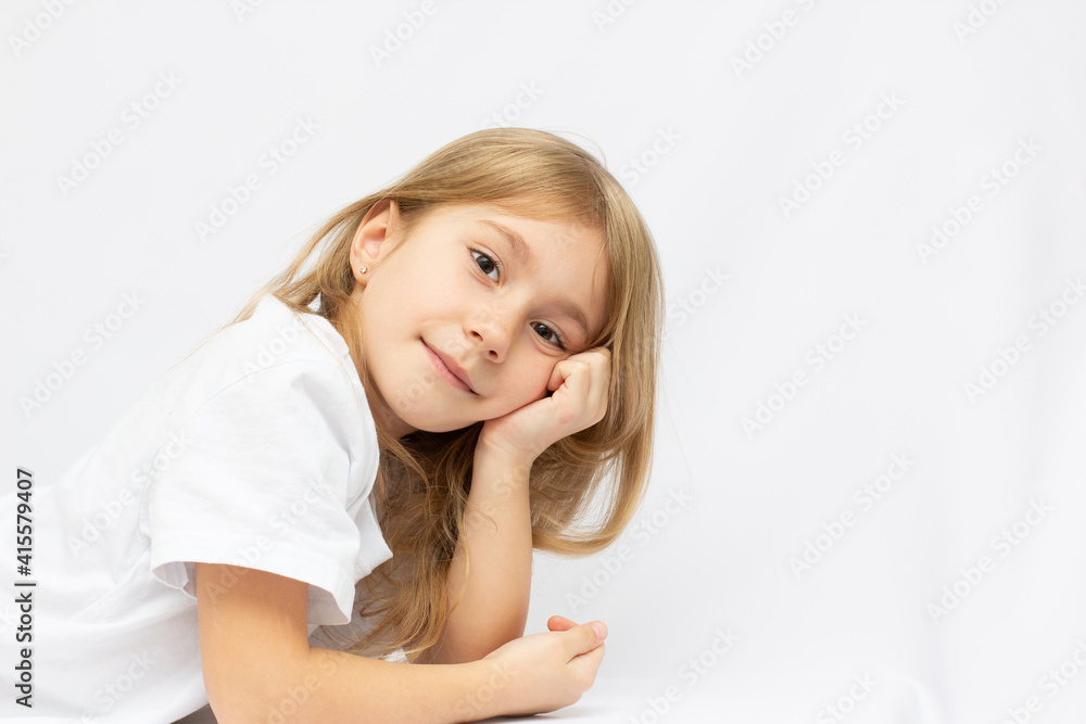 Adorable little girl isolated on white background Adorable little girl isolated on white background