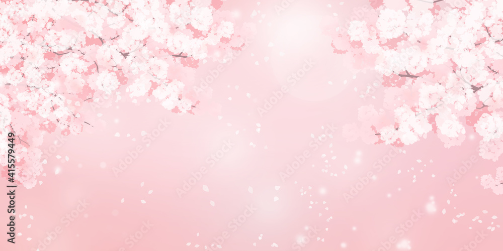 満開の桜のイラスト_春のイメージの背景素材