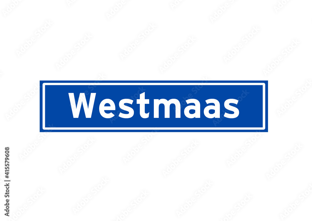 Westmaas isolated Dutch place name sign. City sign from the Netherlands. Westmaas isolated Dutch place name sign. City sign from the Netherlands.