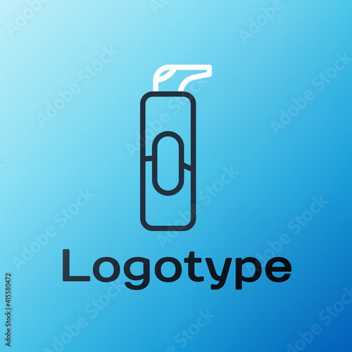 Line Spray can for hairspray, deodorant, antiperspirant icon isolated on blue background. Colorful outline concept. Vector Illustration.