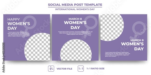 Set of Editable banner template. International women's day social media post template design. Flat design vector with a photo collage.