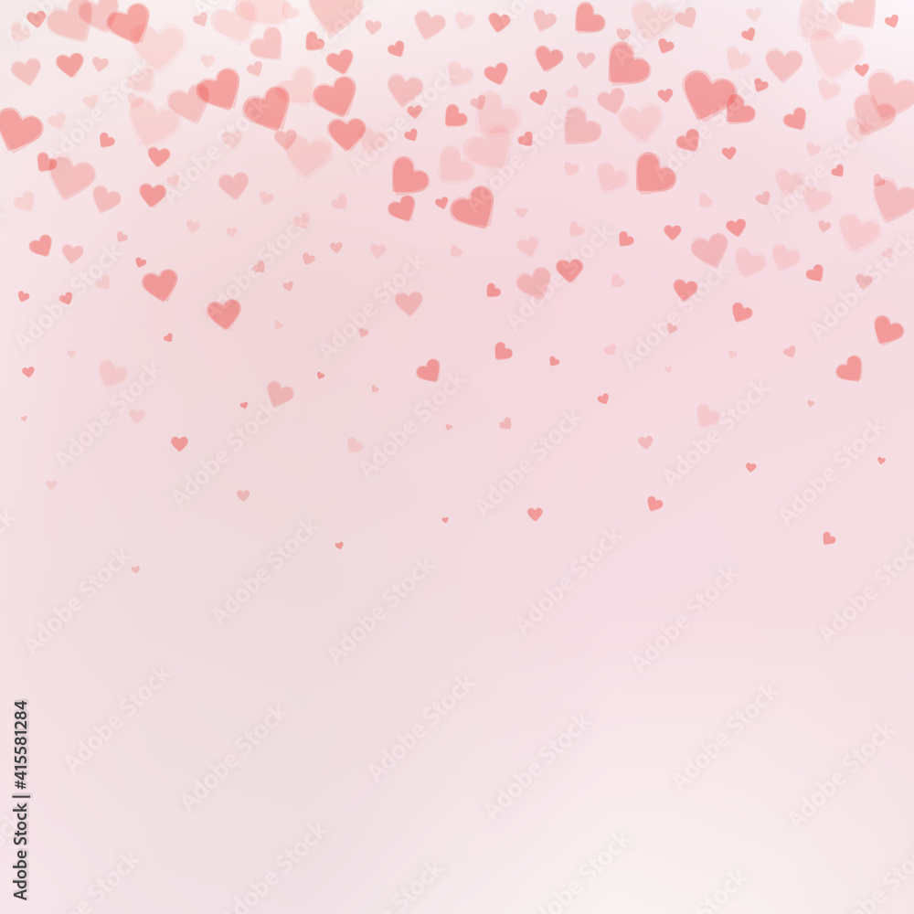 Red heart love confettis. Valentine's day gradient