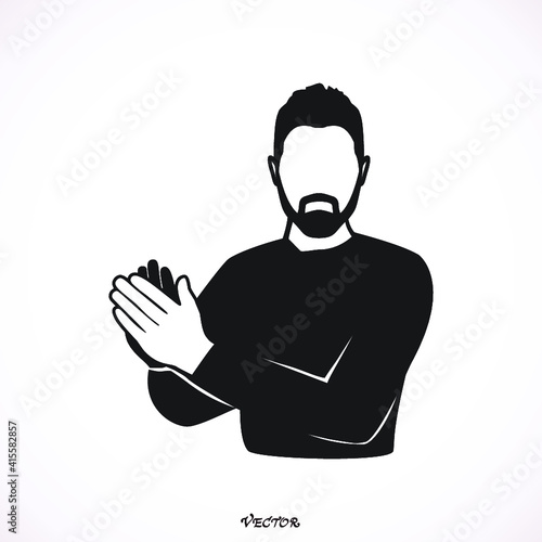 Hipster beard businessman applause bravo concept of success. Success concept vector illustration