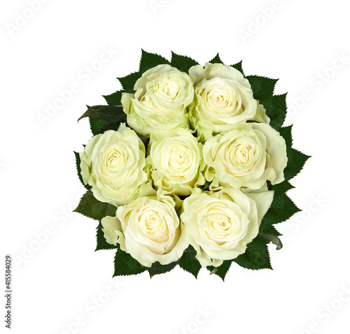 bouquet of white roses isolated with clipping    path   