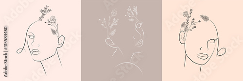 Botanical wall art abstract vector. Foliage line drawing. Neutral boho art print. Minimal mid century wall art print for bedroom decor. Gallery decor poster, terracota watercolor for bohemian interior