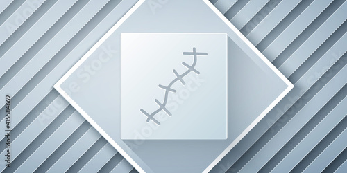 Paper cut Scar with suture icon isolated on grey background. Paper art style. Vector.
