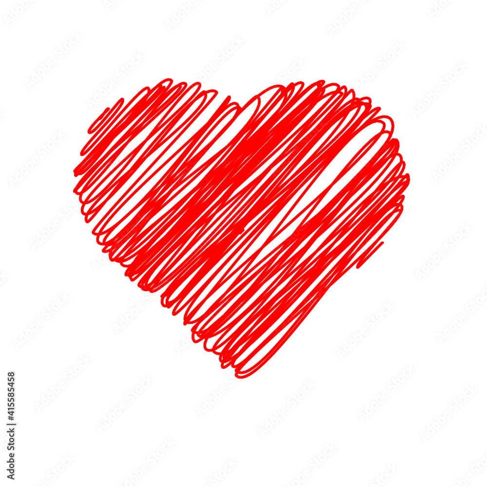 Red hatched heart for my valentine love illustration Red hatched heart for my valentine love illustration