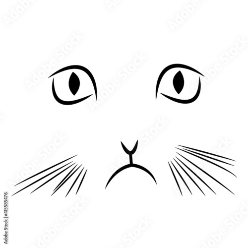 Cat face with snoot mouth black illustration animal portrait