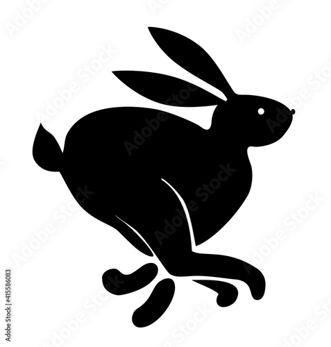 silhouette of a rabbit running away as fast as possible. Vector image ideal for embossing, laser cutting, plotter for the holiday of the autumn equinox