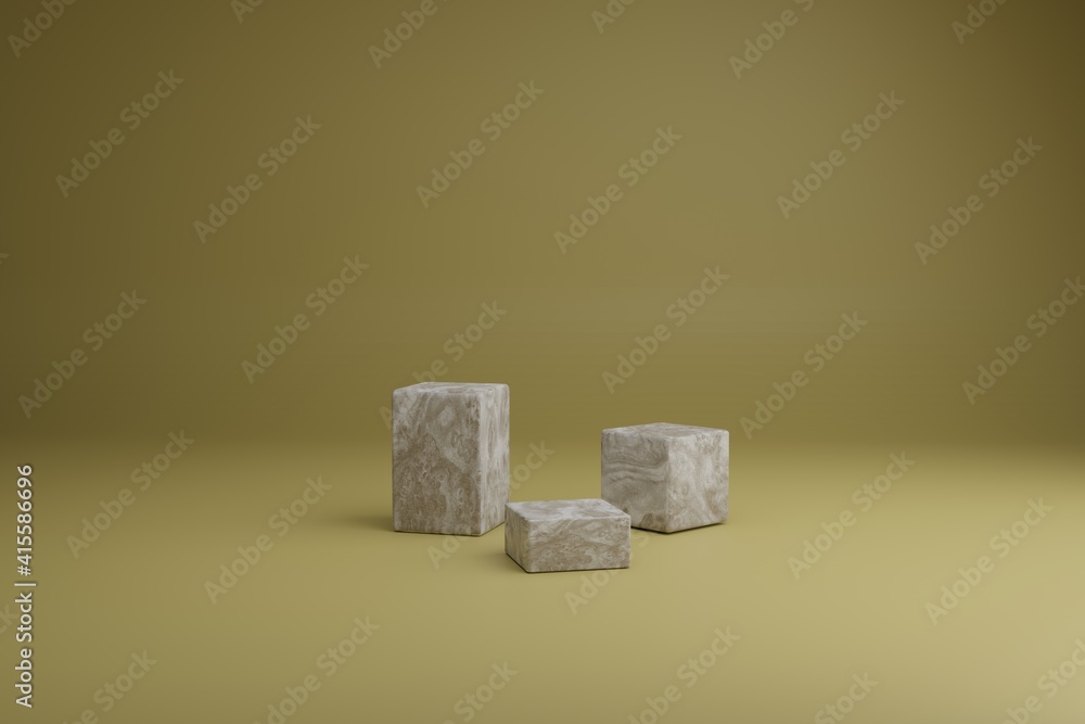 3d render abstract minimal scene with brown wood cube forms on a yellow background. Blank showcase mockup with empty geometric stage for cosmetic product presentation 3d render abstract minimal scene with brown wood cube forms on a yellow background. Blank showcase mockup with empty geometric stage for cosmetic product presentation