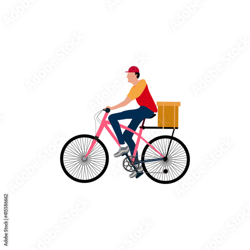 a delivery man with a bicycle illustration © Agus