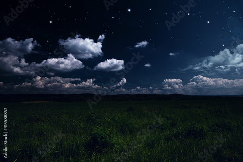 beautiful summer landscape, quiet starry night on nature © nj_musik
