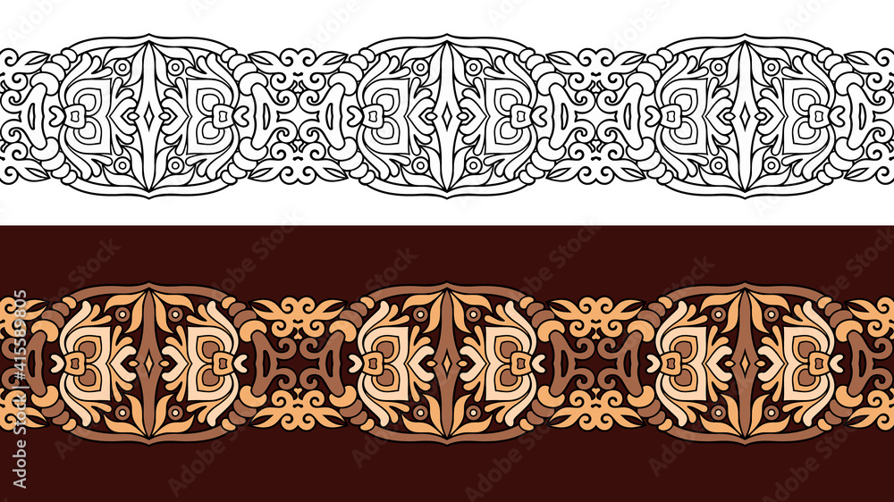 Fototapeta premium Vector abstract decorative nature ethnic ornamental stripes set