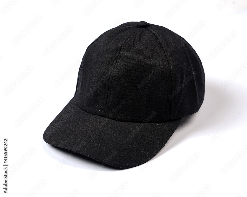 Door Gelijkwaardig Martelaar Black baseball cap in four different points of view isolated on white  background. Plain black lid