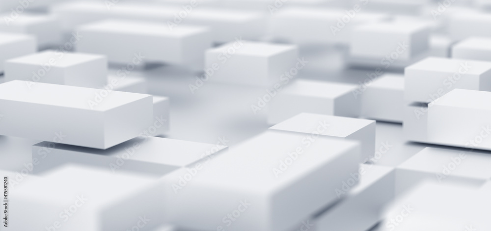 Abstract 3d render, white geometric background design with cubes Abstract 3d render, white geometric background design with cubes