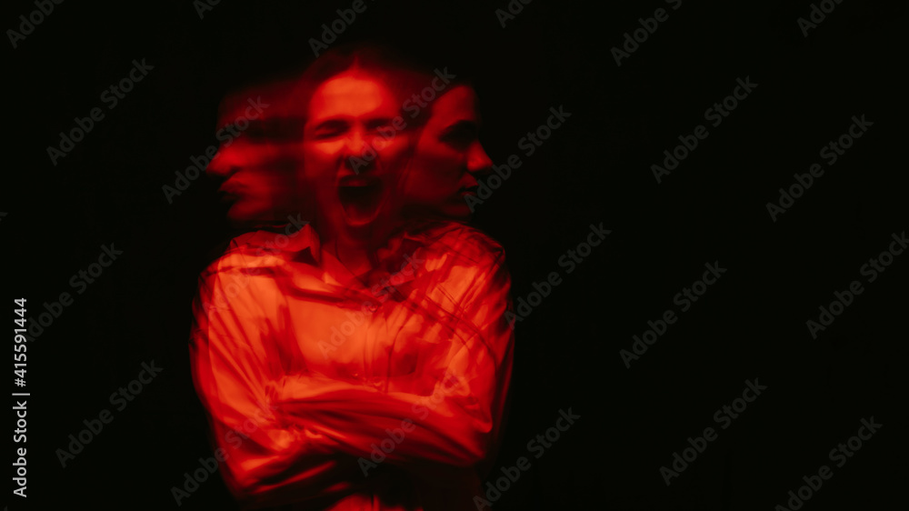 blurry portrait of a schizophrenic woman with paranoid disorders and bipolar disease
