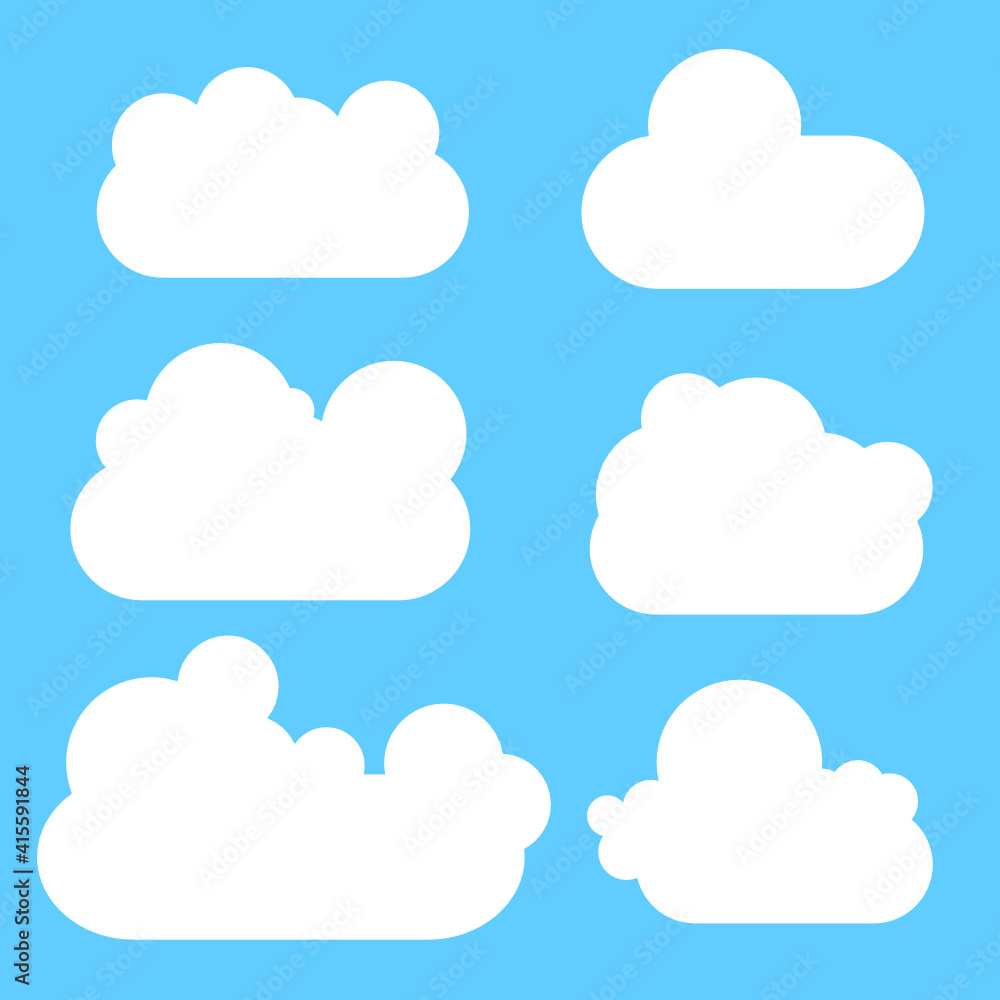 set of clouds white vector