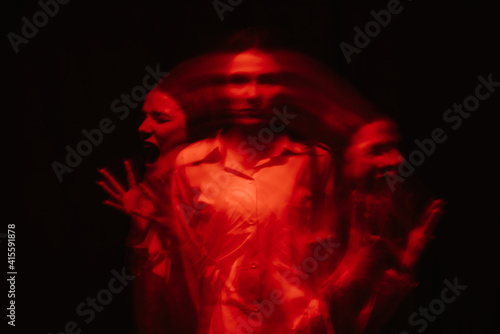 blurry female portrait of a psychotic with bipolar and schizophrenic disorders