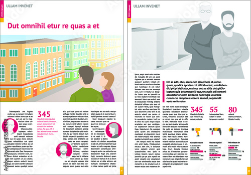 magazine mockup with pink headers