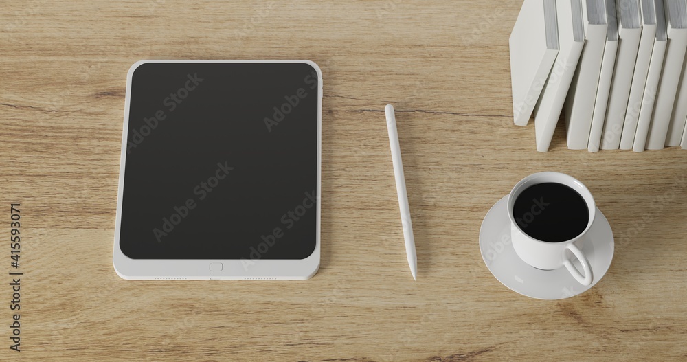 3d render coffee cup, tablet pencil, laptop, green plant and blank book on wood table. minimal workspace. wall concept template. hot coffee in mug. cafe and resturant template. 3d render coffee cup, tablet pencil, laptop, green plant and blank book on wood table. minimal workspace. wall concept template. hot coffee in mug. cafe and resturant template.