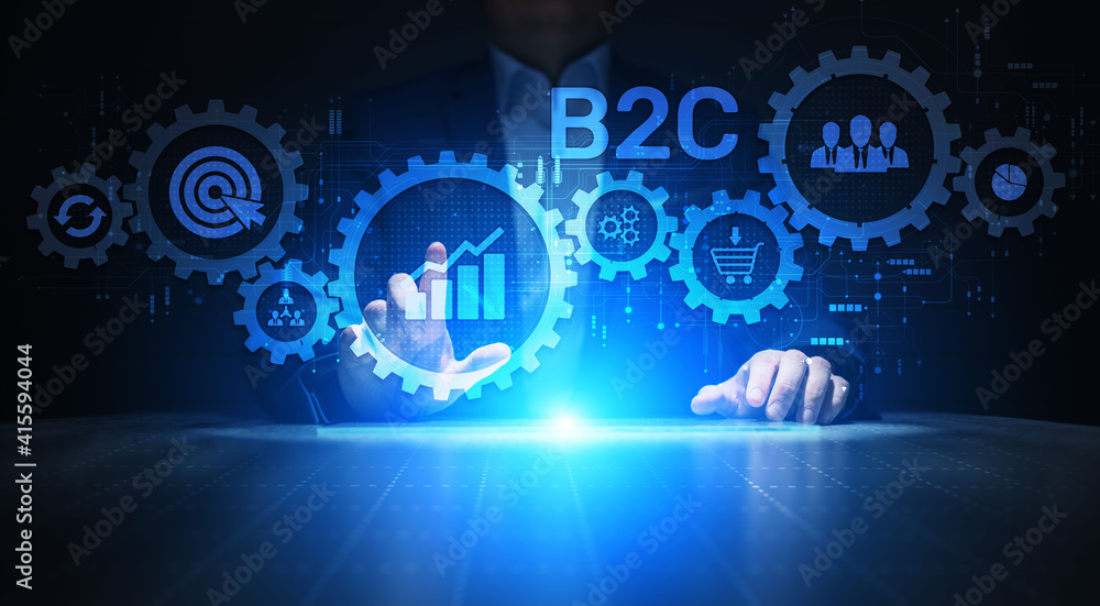 B2C business-to-customer marketing strategy cooperation communication finance concept B2C business-to-customer marketing strategy cooperation communication finance concept