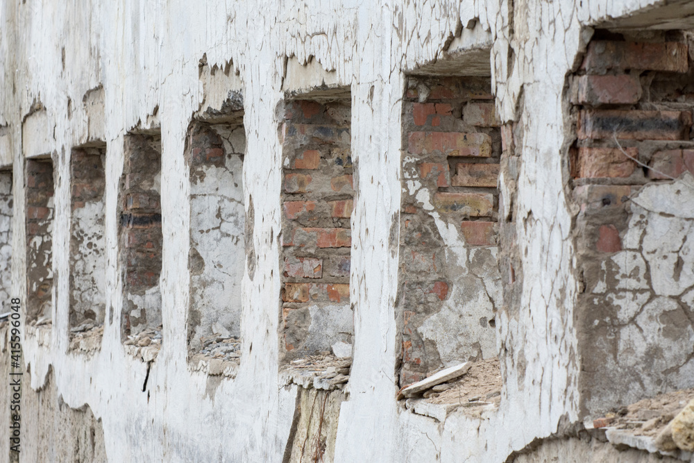 Industrial ruins and old brick walls close-up. Industrial ruins and old brick walls close-up.