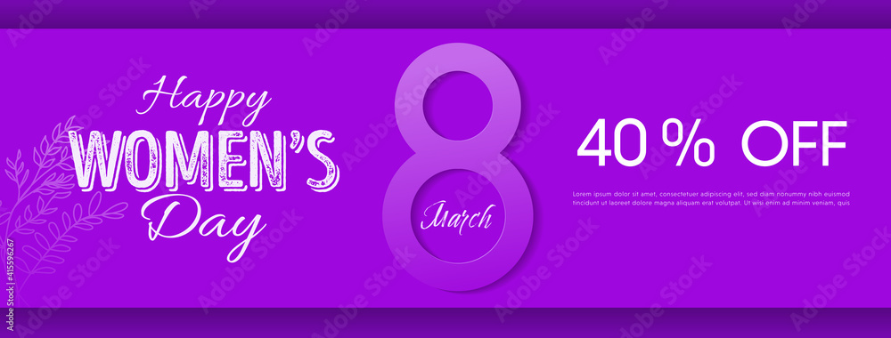 International Women's Day social media or website banner template. 8 March Decorative design concept. International Women's Day social media or website banner template. 8 March Decorative design concept.