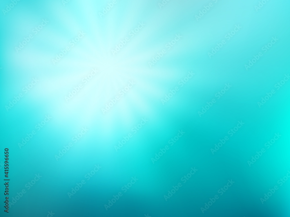 Abstract teal gradien background. Blurred bright turquoise water backdrop with sun rays. Vector illustration for your graphic design, banner, summer or aqua poster, website Abstract teal gradien background. Blurred bright turquoise water backdrop with sun rays. Vector illustration for your graphic design, banner, summer or aqua poster, website