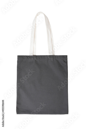 Canvas bag gray color on isolated white background.Cloth bags instead of plastic bags in shopping for the environment.Object clipping path