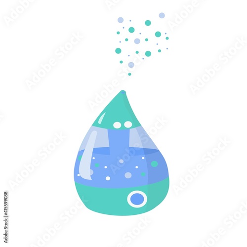 Blue green humidifier cartoon isolated vector illustration.