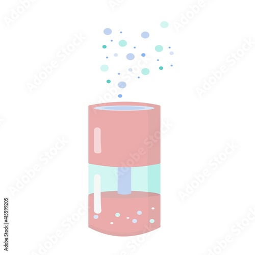 Pink green humidifier for home cartoon isolated illustration.