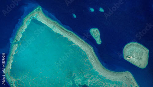 Satellite view of the islands north of Fiji, Oceania. Nature aerial view. Element of this image is furnished by Nasa 