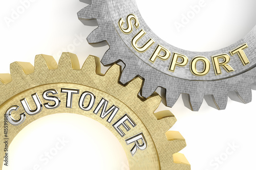 3D Illustration als Konzept zur Visualisierung der Abhängigkeit zwischen Kunde und Lieferanten und zur Darstellung der Bedeutung des Customer Supports