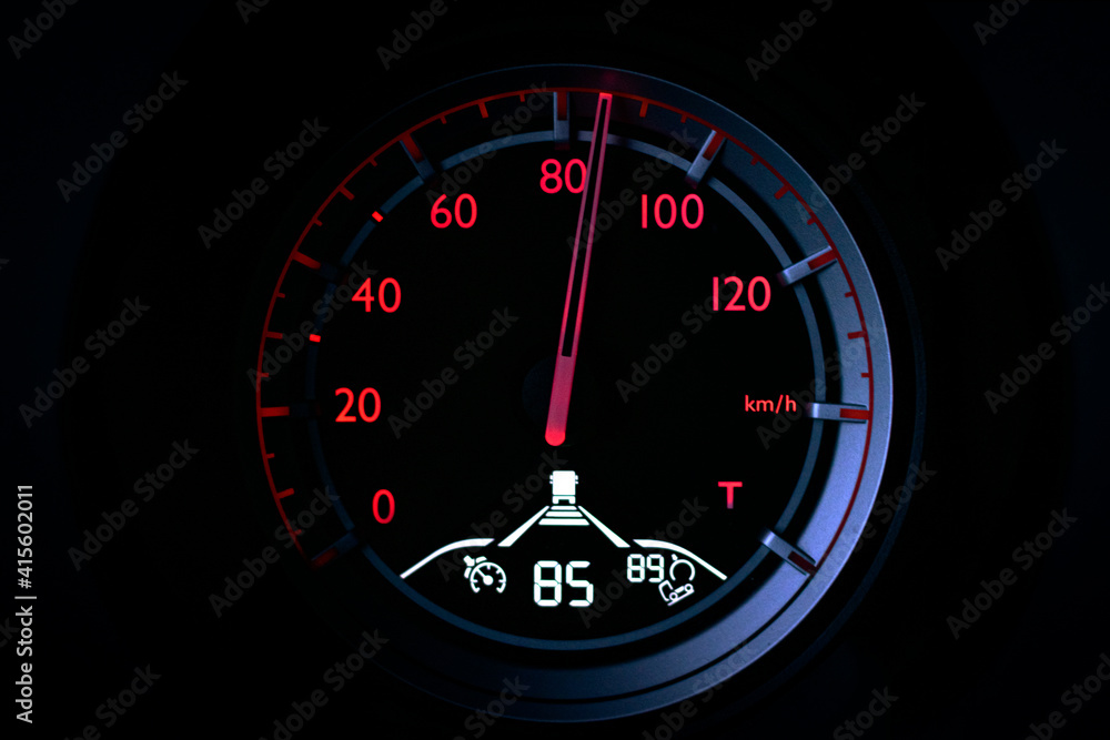 Odometer of a truck with the automatic driving system connected.