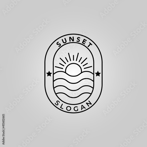 sunset line art icon logo vector minimalist illustration design photo