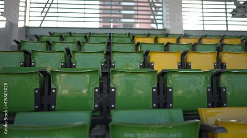 Empty seats in a stadium During the absence of sports events