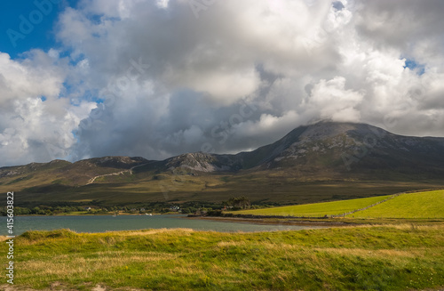 landscape with Croagh Patrick in clouds, Ireland