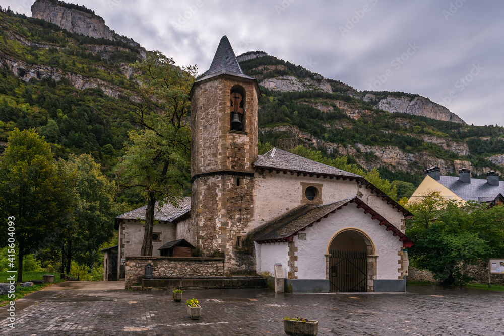 Fototapeta premium church in the mountains Canfranc ,Aragon Spain 