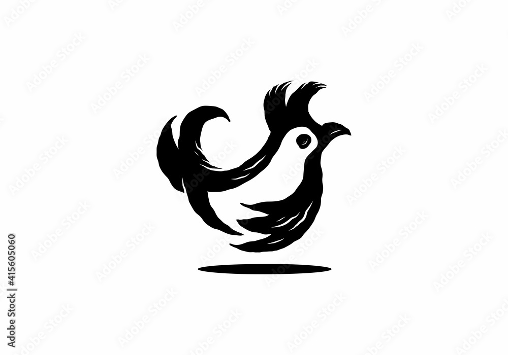 Simple silhouette illustration of a little rooster Simple silhouette illustration of a little rooster