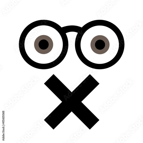 Censorship and repressive silence - face is unable to speak and talk because of taped mouth. Repression, oppression and restriction - freedom of speech is supressed. Vector illustration isolated.