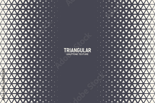 Halftone Triangular Pattern Vector Abstract Geometric Technology Background. Retro Colored Half Tone Triangles Texture. Minimal Style Dynamic Tech Wallpaper