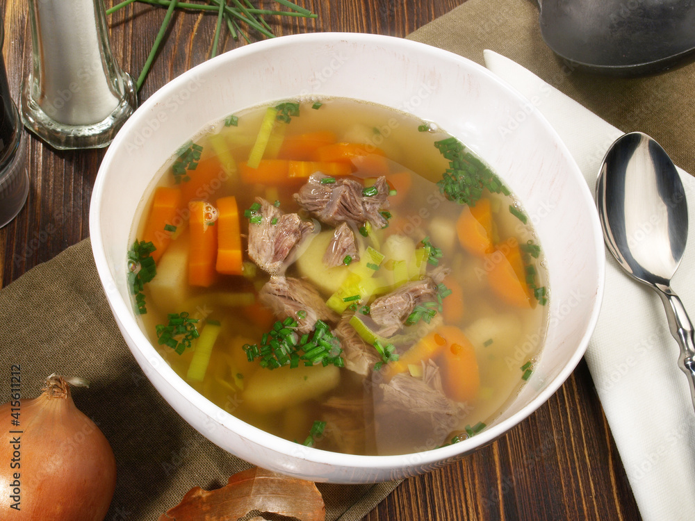 Beef Bone Soup with Vegetables and Spice