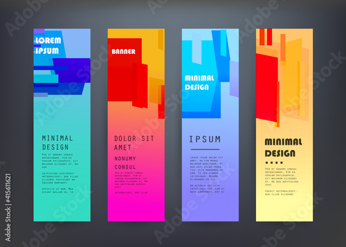 Set of abstract vector banners design. Collection of web banner template. modern template design for web, ads, flyer, poster with 3 different colors 