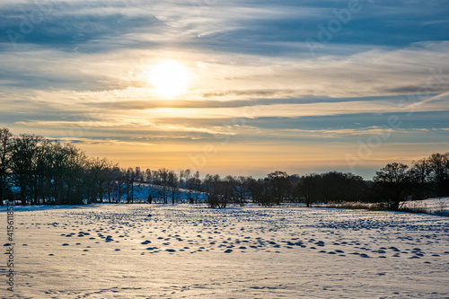 The Lueneburg Heath Nature Park in winter (German: Naturpark Lüneburger Heide) in Lower Saxony, Germany.   © foto-select