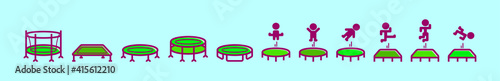 set of trampoline cartoon icon design template with various models. vector illustration isolated on blue background