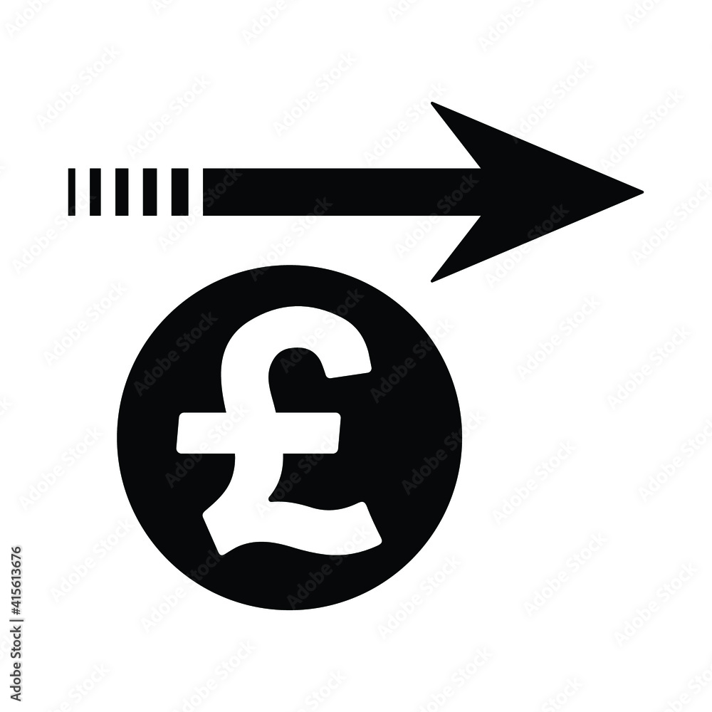 Forward arrow, Pound sterling send icon. Black vector. Forward arrow, Pound sterling send icon. Black vector.