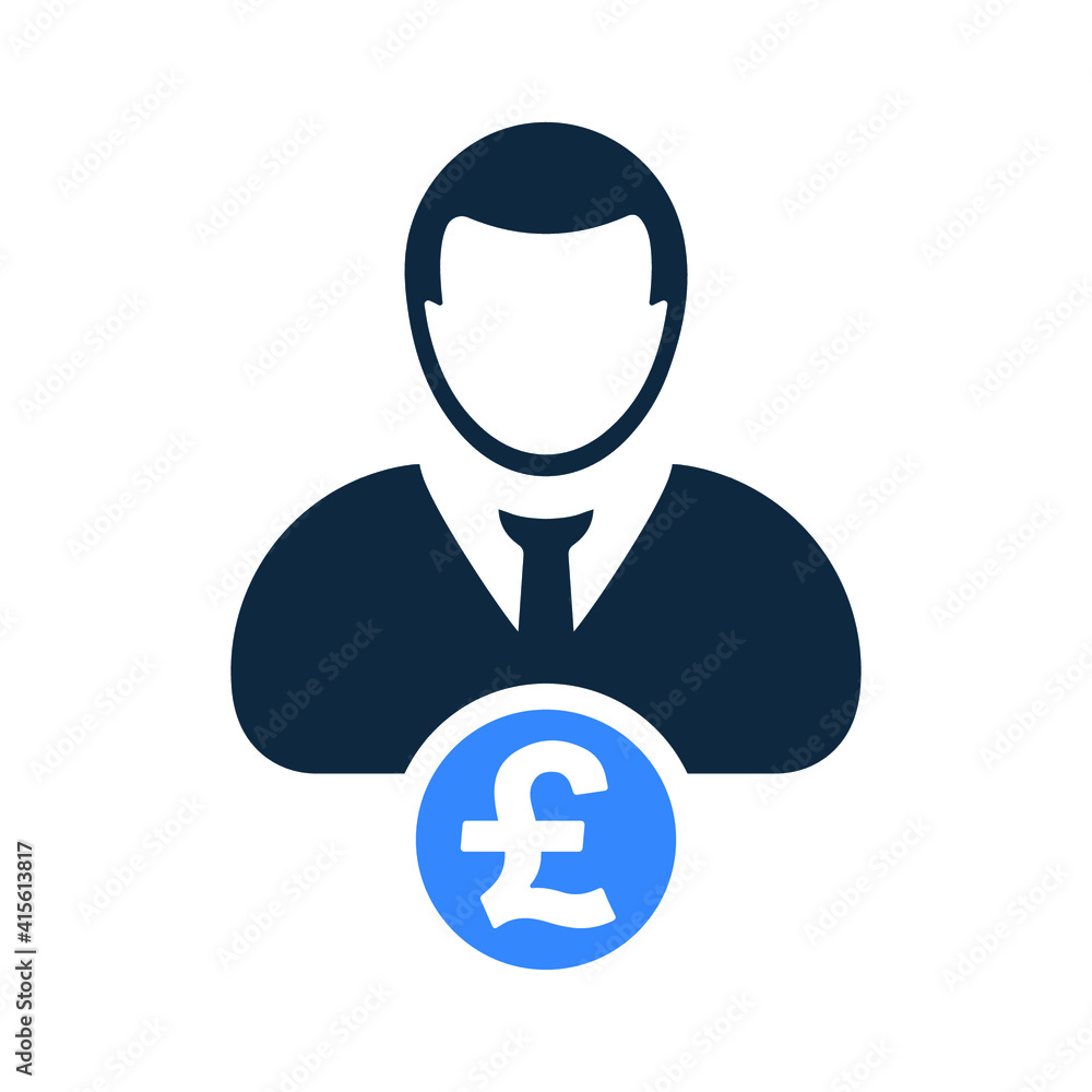 Pound sterling business man icon. Glyph vector isolated on a white background. Pound sterling business man icon. Glyph vector isolated on a white background.