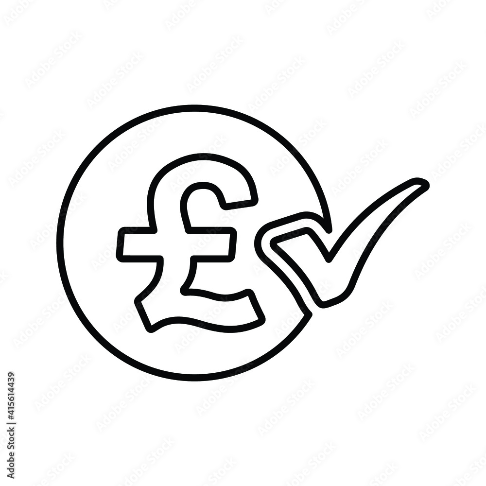 Obraz premium Pound sterling accept icon. Outline vector design.